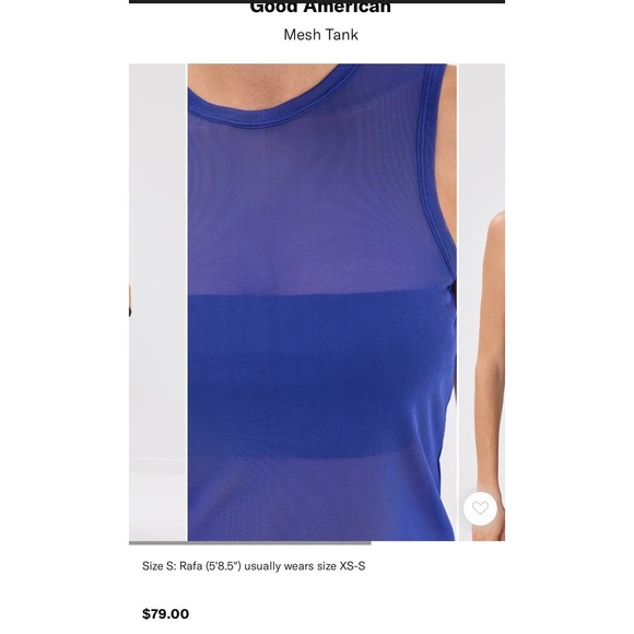 GOOD AMERICAN Mesh Tank Top Capri Blue Women's M Sheer Stretch NWOT Retail $79 - Picture 5 of 6